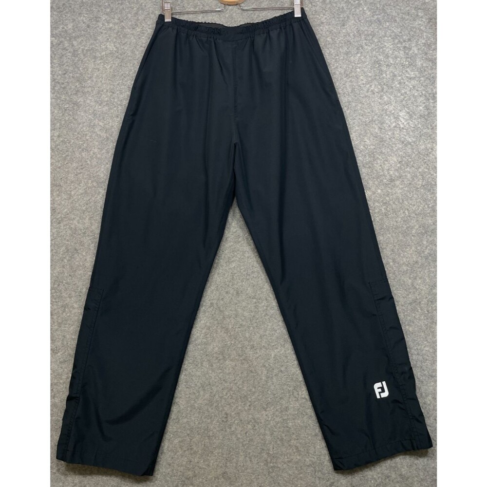 FootJoy DryJoys Golf Rain Pants Mens M Black Waterproof Snap Hem Athletic